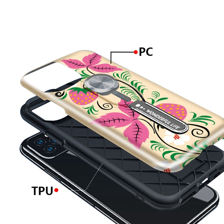 For iPhone 11 Pro Max Redden Series UV light Color Changing Protective Case with Ring Bracket