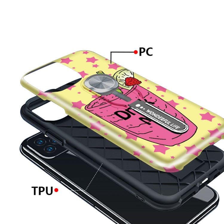 For iPhone 11 Pro Max Redden Series UV light Color Changing Protective Case with Ring Bracket