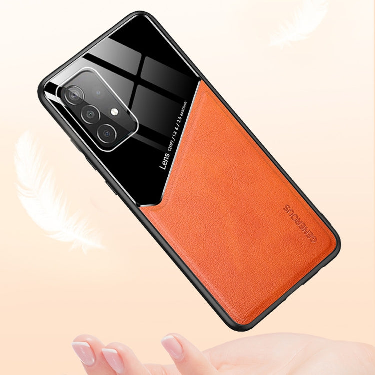For Samsung Galaxy A52 5G / 4G All-inclusive Leather + Organic Glass Protective Case with Metal Iron Sheet