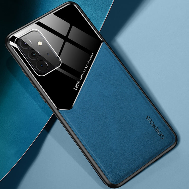 For Samsung Galaxy A72 5G / 4G All-inclusive Leather + Organic Glass Protective Case with Metal Iron Sheet