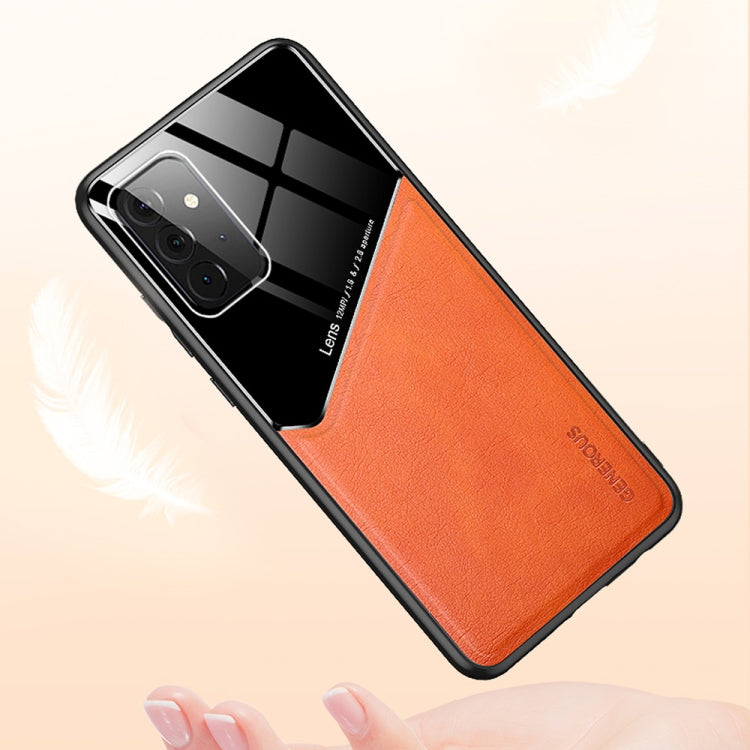 For Samsung Galaxy A72 5G / 4G All-inclusive Leather + Organic Glass Protective Case with Metal Iron Sheet