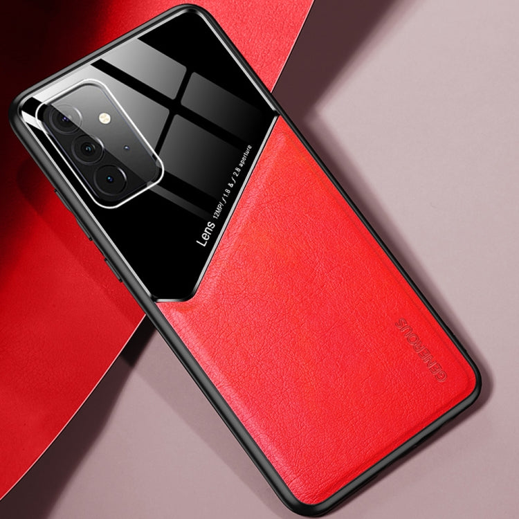 For Samsung Galaxy A72 5G / 4G All-inclusive Leather + Organic Glass Protective Case with Metal Iron Sheet