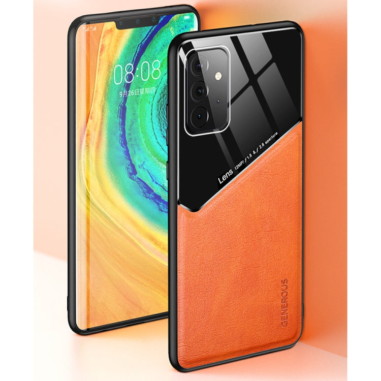 For Samsung Galaxy A72 5G / 4G All-inclusive Leather + Organic Glass Protective Case with Metal Iron Sheet