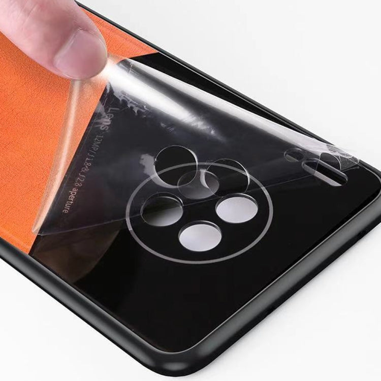 For Samsung Galaxy A72 5G / 4G All-inclusive Leather + Organic Glass Protective Case with Metal Iron Sheet