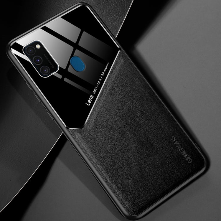 For Samsung Galaxy M30s All-inclusive Leather + Organic Glass Protective Case with Metal Iron Sheet