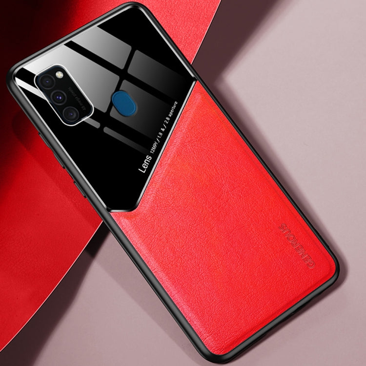 For Samsung Galaxy M30s All-inclusive Leather + Organic Glass Protective Case with Metal Iron Sheet