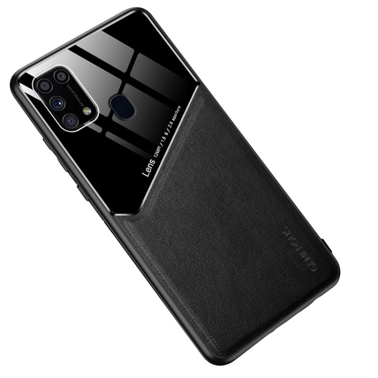 For Samsung Galaxy M31 All-inclusive Leather + Organic Glass Protective Case with Metal Iron Sheet
