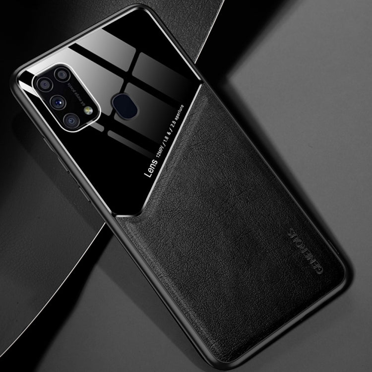 For Samsung Galaxy M31 All-inclusive Leather + Organic Glass Protective Case with Metal Iron Sheet