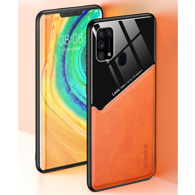 For Samsung Galaxy M31 All-inclusive Leather + Organic Glass Protective Case with Metal Iron Sheet