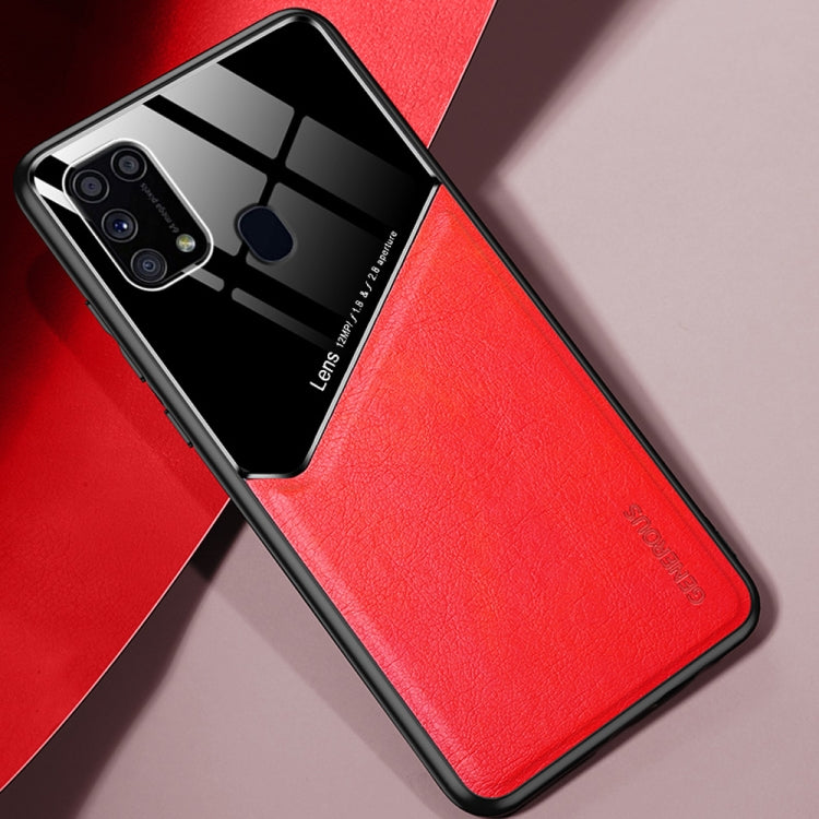 For Samsung Galaxy M31 All-inclusive Leather + Organic Glass Protective Case with Metal Iron Sheet