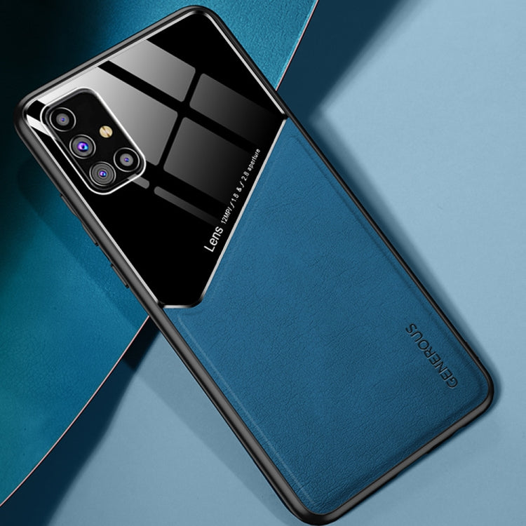 For Samsung Galaxy M31s All-inclusive Leather + Organic Glass Protective Case with Metal Iron Sheet