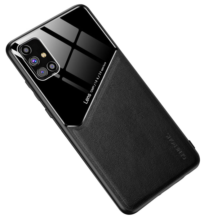 For Samsung Galaxy M31s All-inclusive Leather + Organic Glass Protective Case with Metal Iron Sheet