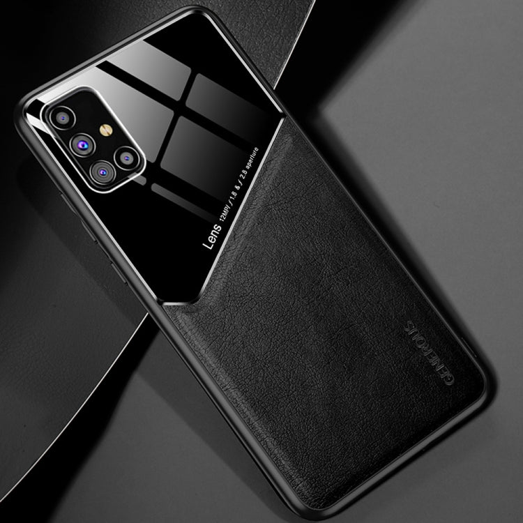 For Samsung Galaxy M31s All-inclusive Leather + Organic Glass Protective Case with Metal Iron Sheet