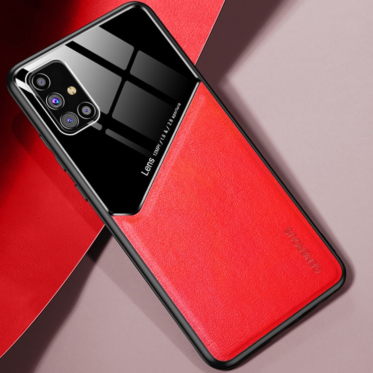 For Samsung Galaxy M31s All-inclusive Leather + Organic Glass Protective Case with Metal Iron Sheet