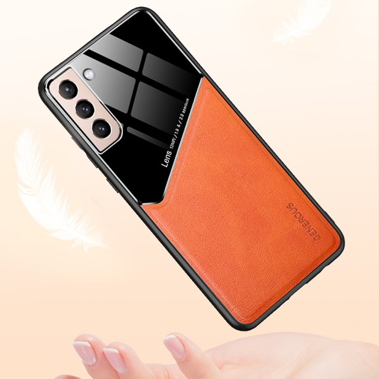 For Samsung Galaxy S21+ 5G All-inclusive Leather + Organic Glass Protective Case with Metal Iron Sheet