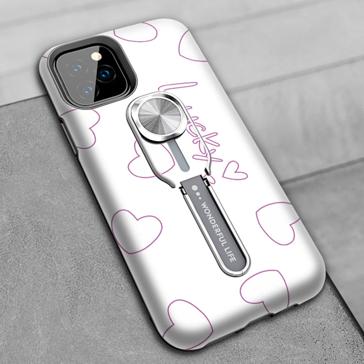 For iPhone 11 Pro Purple Series UV light Color Changing Protective Case with Ring Bracket