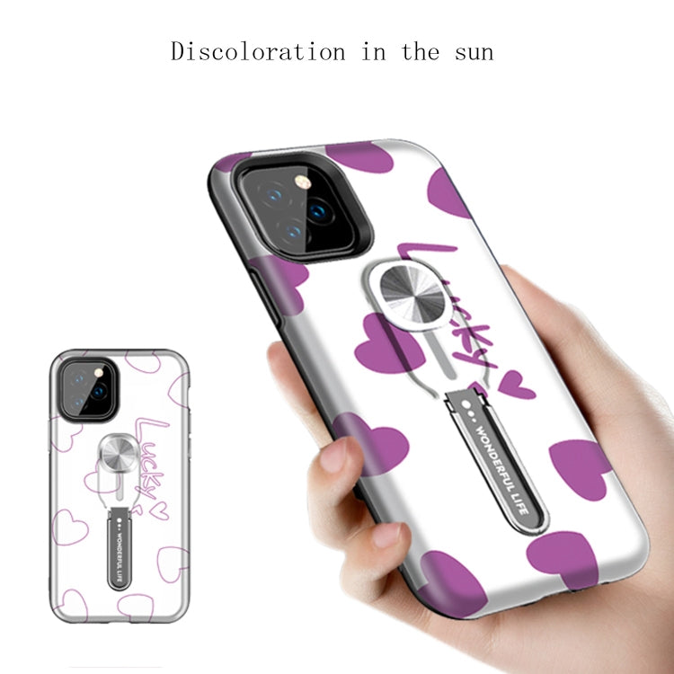 For iPhone 11 Pro Purple Series UV light Color Changing Protective Case with Ring Bracket