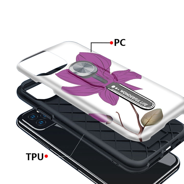 For iPhone 11 Purple Series UV light Color Changing Protective Case with Ring Bracket