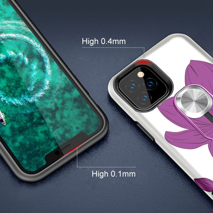 For iPhone 11 Purple Series UV light Color Changing Protective Case with Ring Bracket