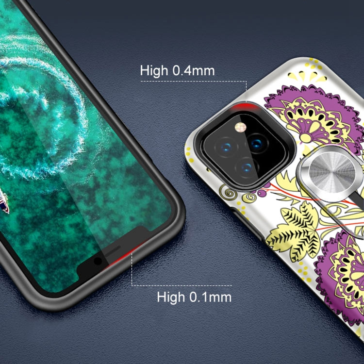 For iPhone 11 Purple Series UV light Color Changing Protective Case with Ring Bracket