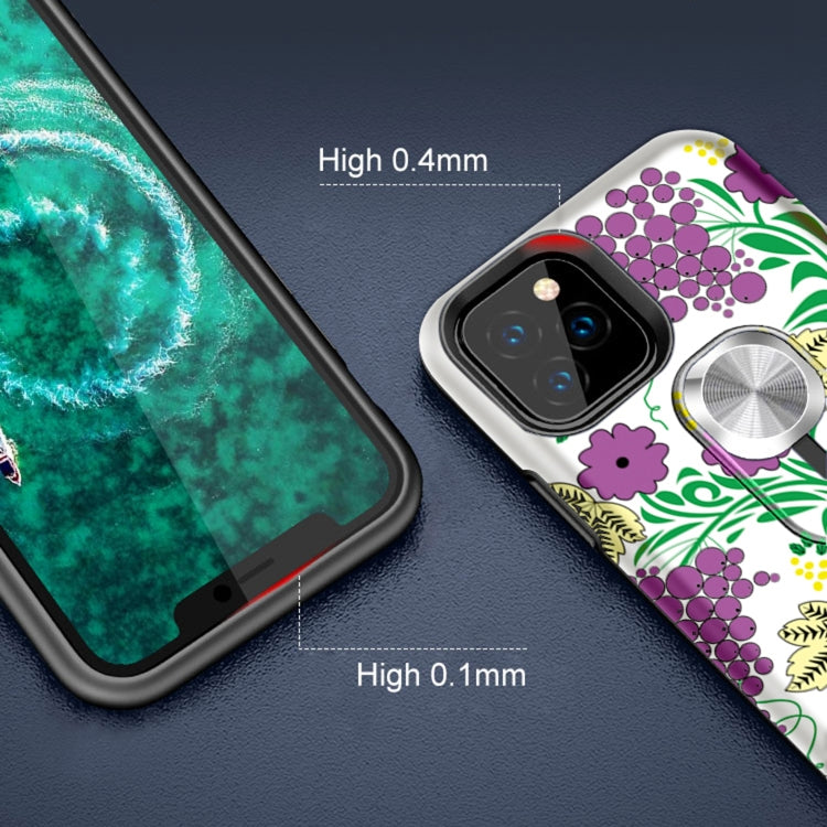 For iPhone 11 Purple Series UV light Color Changing Protective Case with Ring Bracket