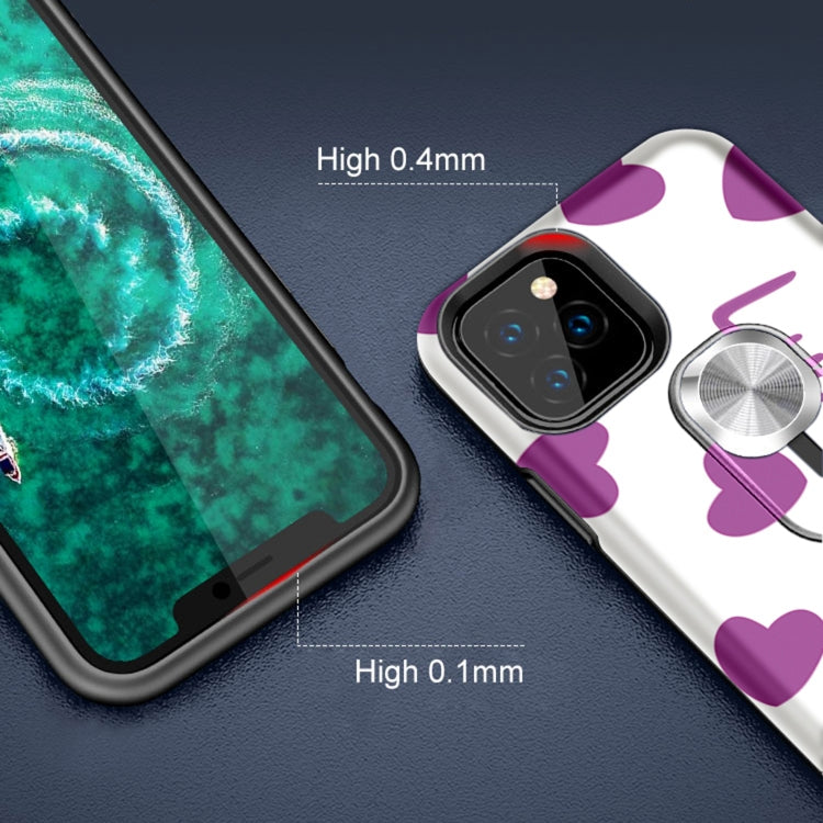 For iPhone 11 Pro Max Purple Series UV light Color Changing Protective Case with Ring Bracket