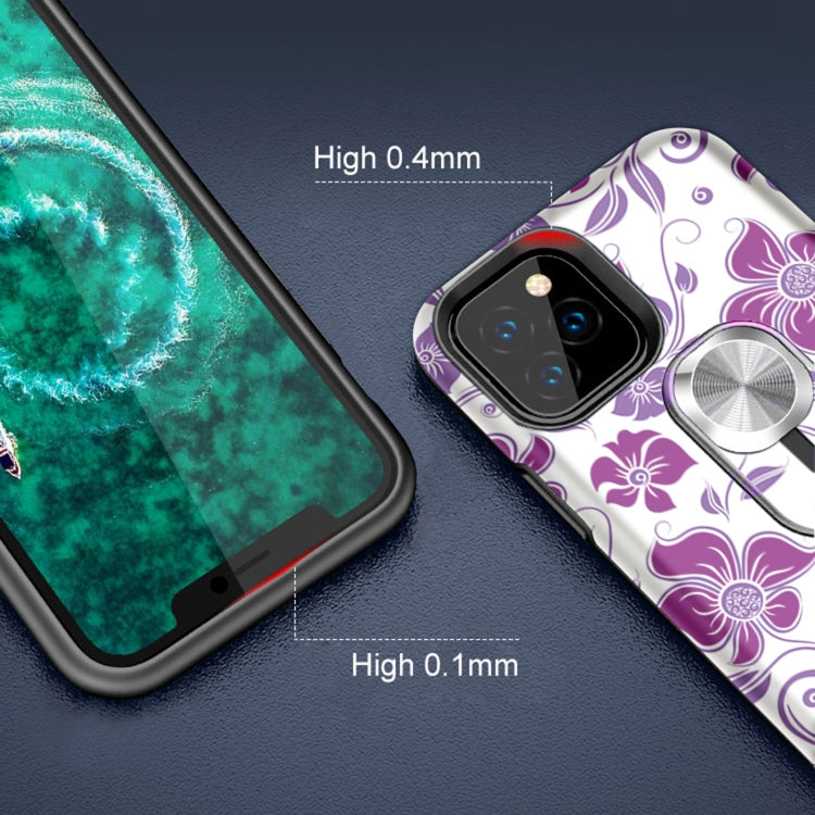 For iPhone 11 Pro Max Purple Series UV light Color Changing Protective Case with Ring Bracket