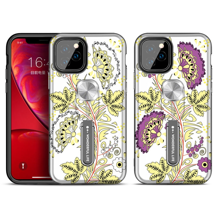 For iPhone 11 Pro Max Purple Series UV light Color Changing Protective Case with Ring Bracket