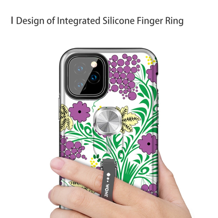 For iPhone 11 Pro Max Purple Series UV light Color Changing Protective Case with Ring Bracket