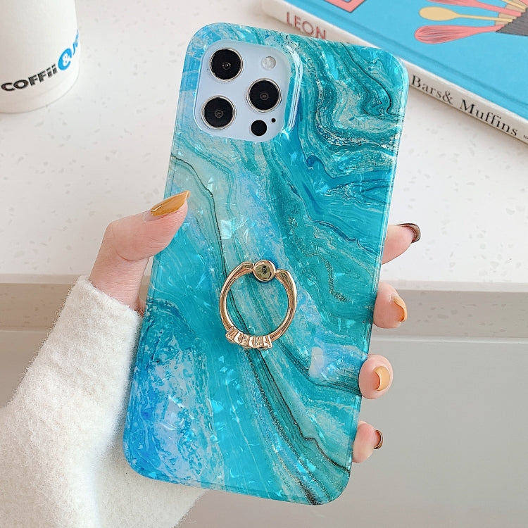 For iPhone 12 mini Shell Pattern TPU Phone Protective Case with Ring Holder