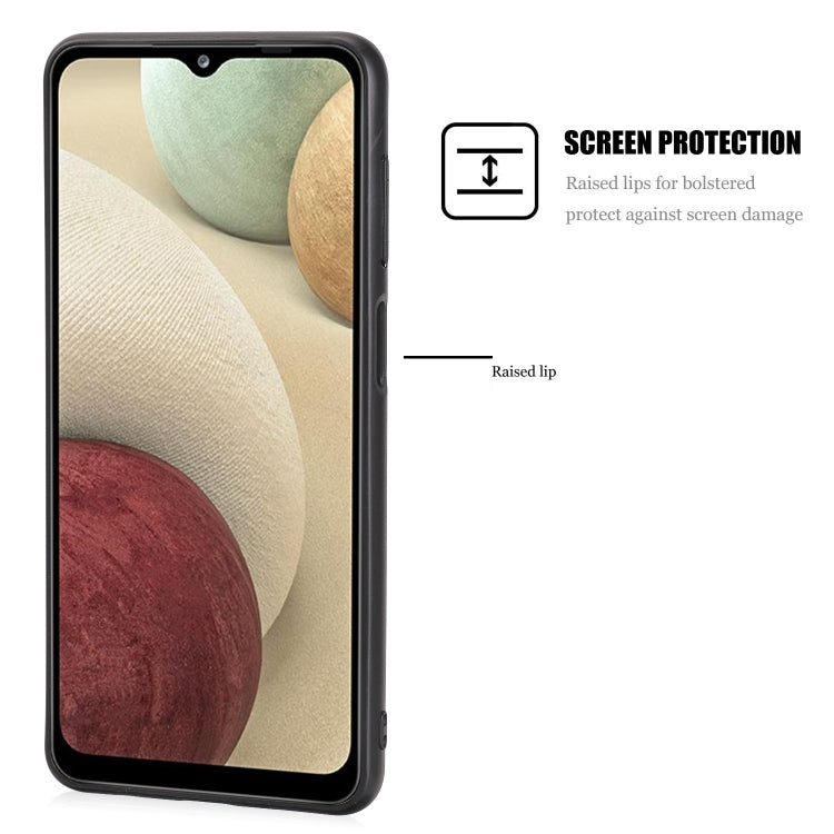 For Samsung Galaxy A12 Crazy Horse Textured Calfskin PU + PC + TPU Case
