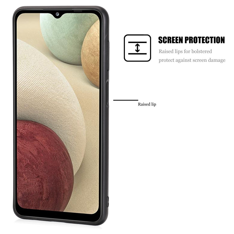 For Samsung Galaxy A12 Crazy Horse Textured Calfskin PU + PC + TPU Case