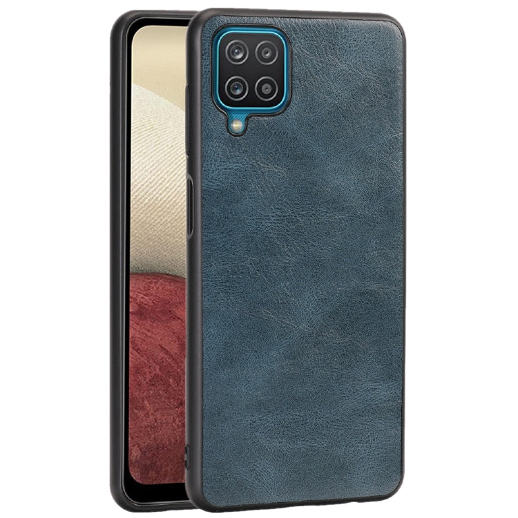 For Samsung Galaxy A12 Crazy Horse Textured Calfskin PU + PC + TPU Case