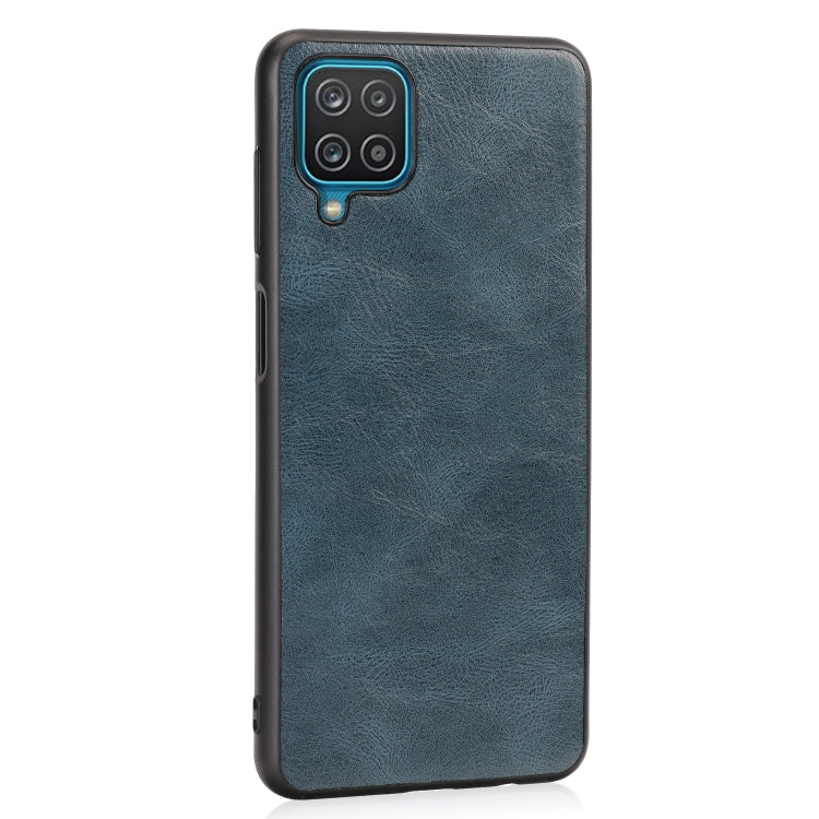 For Samsung Galaxy A12 Crazy Horse Textured Calfskin PU + PC + TPU Case