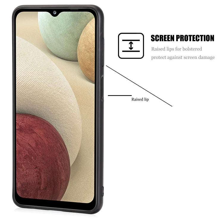 For Samsung Galaxy A12 Crazy Horse Textured Calfskin PU + PC + TPU Case
