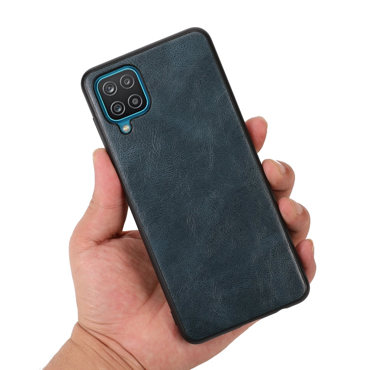 For Samsung Galaxy A12 Crazy Horse Textured Calfskin PU + PC + TPU Case