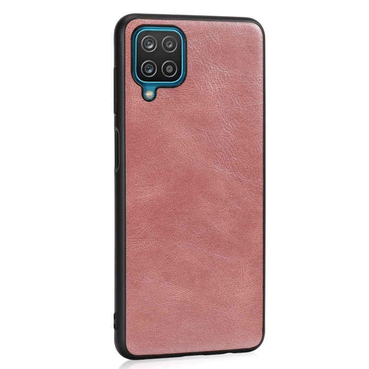For Samsung Galaxy A12 Crazy Horse Textured Calfskin PU + PC + TPU Case