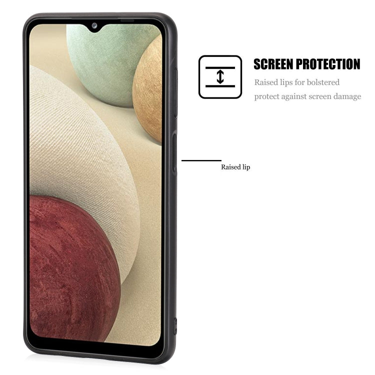 For Samsung Galaxy A12 Crazy Horse Textured Calfskin PU + PC + TPU Case