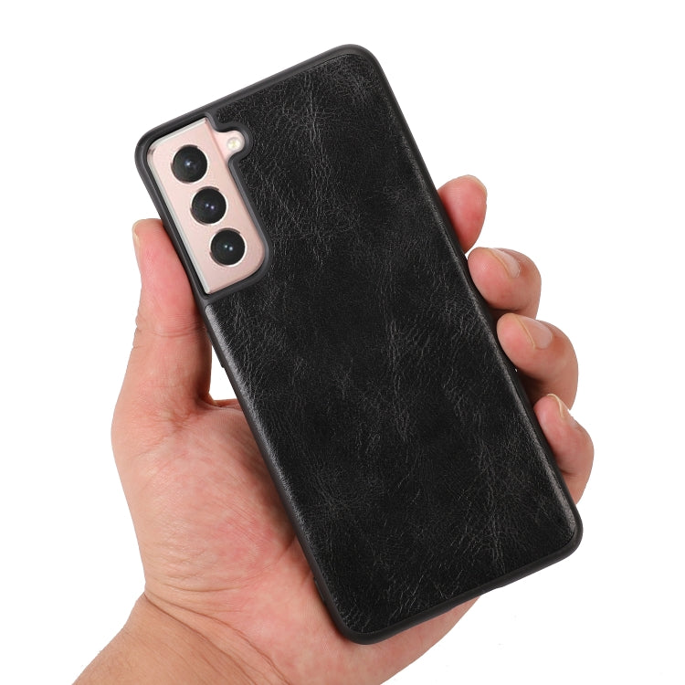 For Samsung Galaxy S21 5G Crazy Horse Textured Calfskin PU + PC + TPU Case
