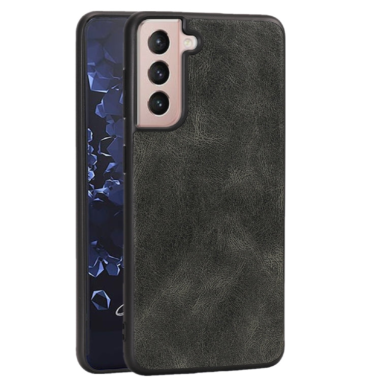 For Samsung Galaxy S21 5G Crazy Horse Textured Calfskin PU + PC + TPU Case