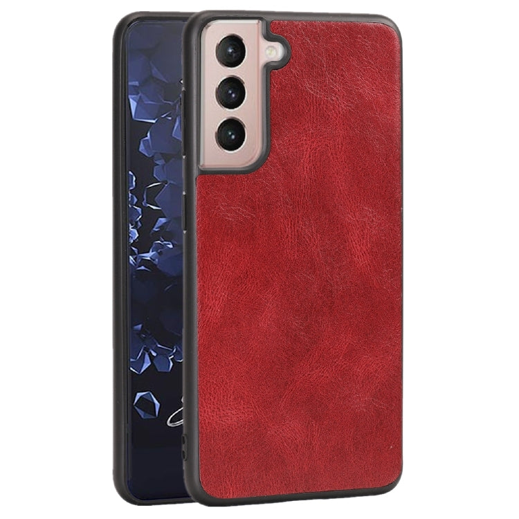 For Samsung Galaxy S21 5G Crazy Horse Textured Calfskin PU + PC + TPU Case