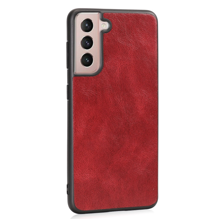 For Samsung Galaxy S21 5G Crazy Horse Textured Calfskin PU + PC + TPU Case