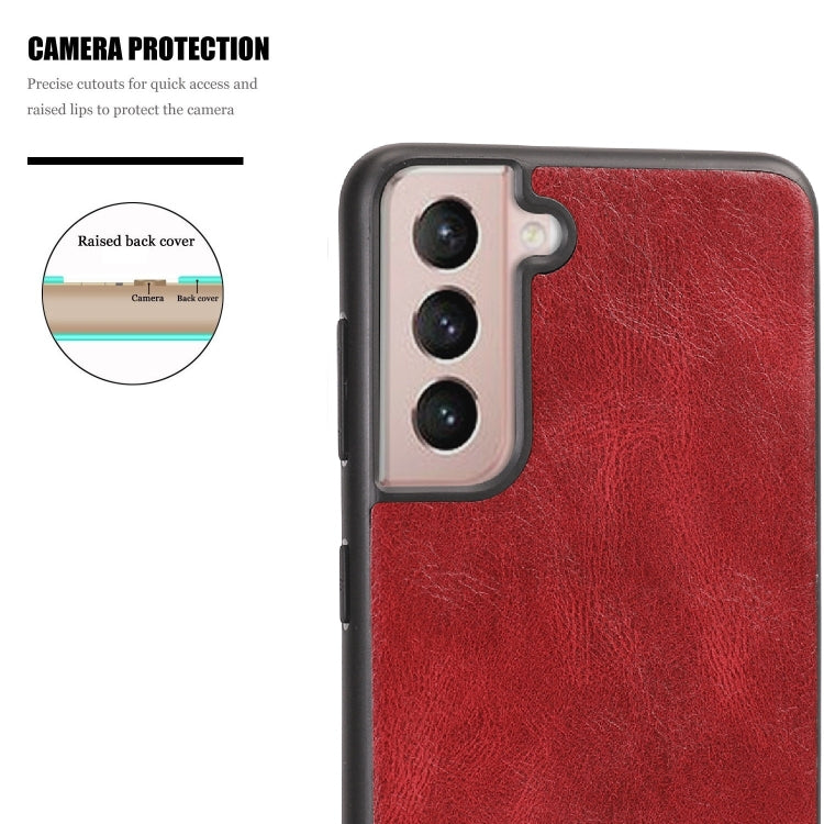 For Samsung Galaxy S21 5G Crazy Horse Textured Calfskin PU + PC + TPU Case