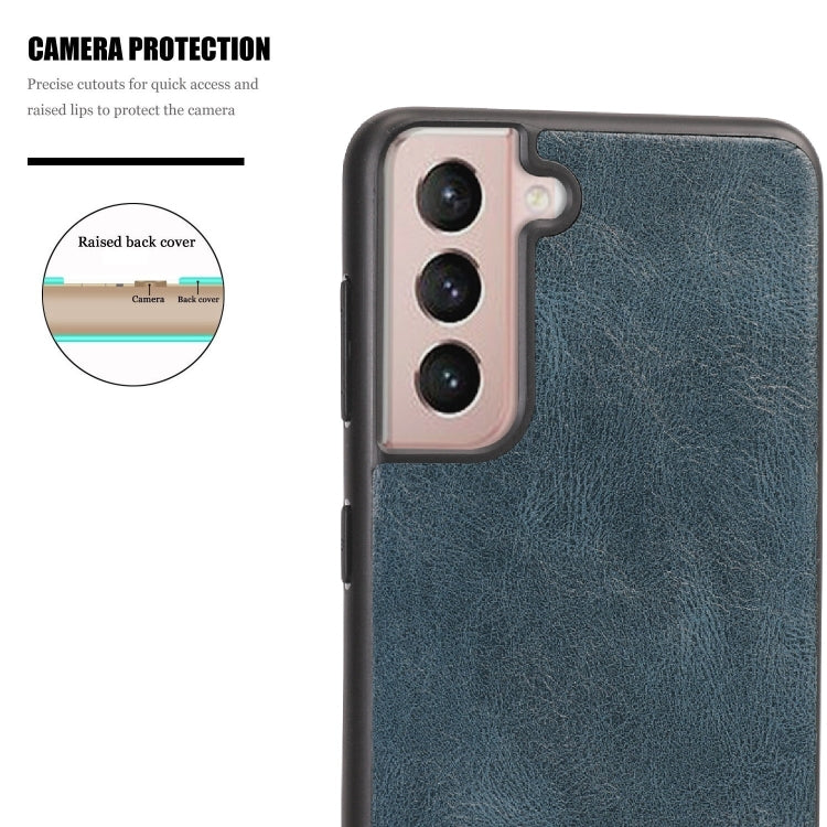 For Samsung Galaxy S21 5G Crazy Horse Textured Calfskin PU + PC + TPU Case