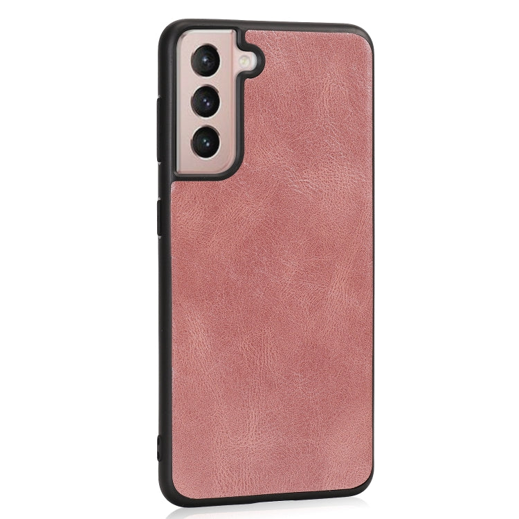For Samsung Galaxy S21 5G Crazy Horse Textured Calfskin PU + PC + TPU Case