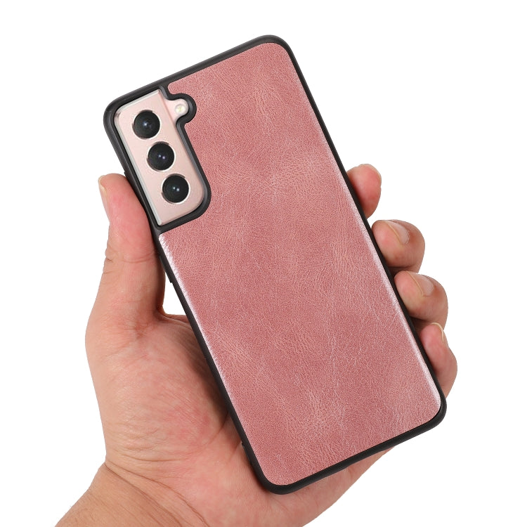 For Samsung Galaxy S21 5G Crazy Horse Textured Calfskin PU + PC + TPU Case