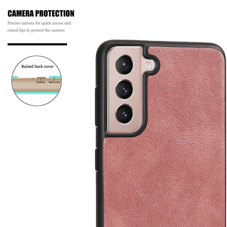 For Samsung Galaxy S21 5G Crazy Horse Textured Calfskin PU + PC + TPU Case