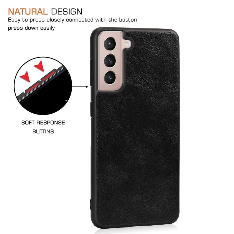 For Samsung Galaxy S21+ 5G Crazy Horse Textured Calfskin PU + PC + TPU Case