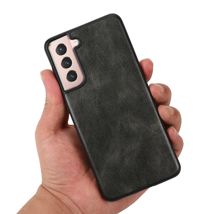 For Samsung Galaxy S21+ 5G Crazy Horse Textured Calfskin PU + PC + TPU Case