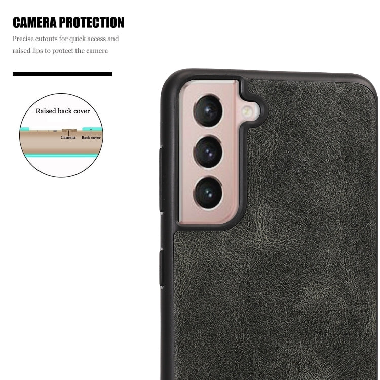For Samsung Galaxy S21+ 5G Crazy Horse Textured Calfskin PU + PC + TPU Case